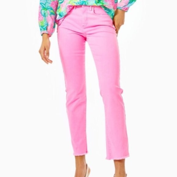 Lilly Pulitzer Pants - Lilly Pulitzer Nolynn High Rise Slim Straight Leg Pants Pelican Pink Size 6 NEW